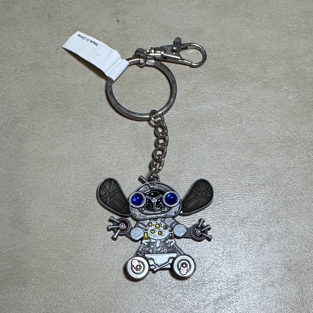 Disney Robot Stitch Character Keychain with Blue Eyes